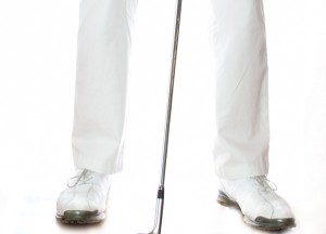 California Golf Instruction - Photo of golf full swing stance. it is about should width.