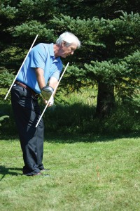 The angle of the leading edge of the club head mirrors the spine angle of the golfer